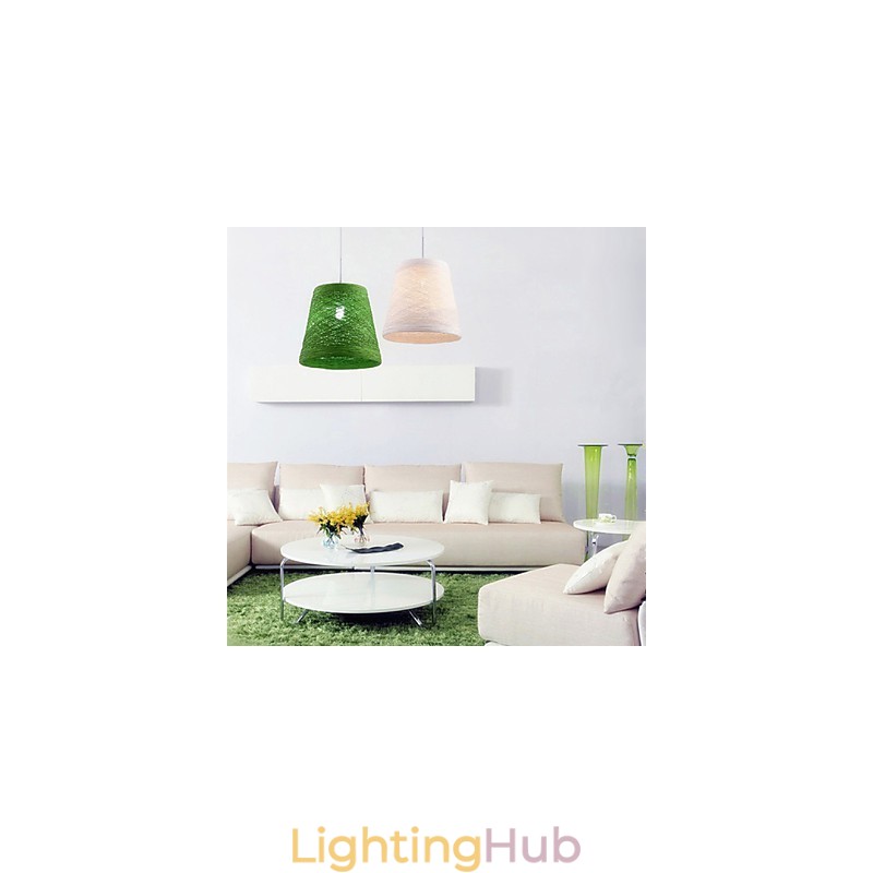 Modern Rural Cany Art Woven Rattan Single Head Droplight Lamp