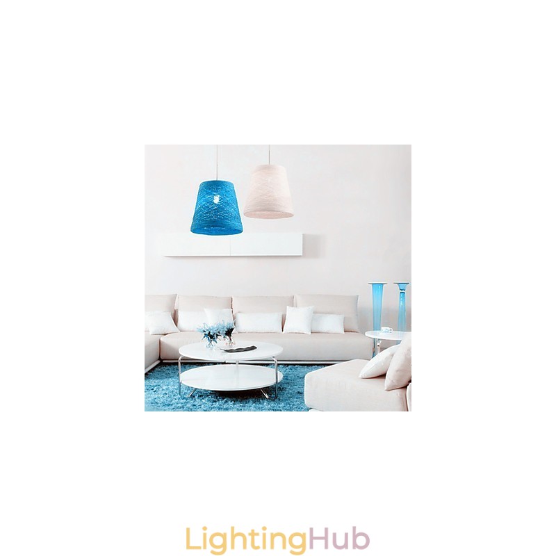 Modern Rural Cany Art Woven Rattan Single Head Droplight Lamp
