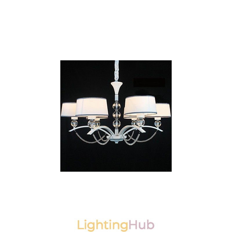 Modern Contemporary Crystal Chrome Fabric Chandelier