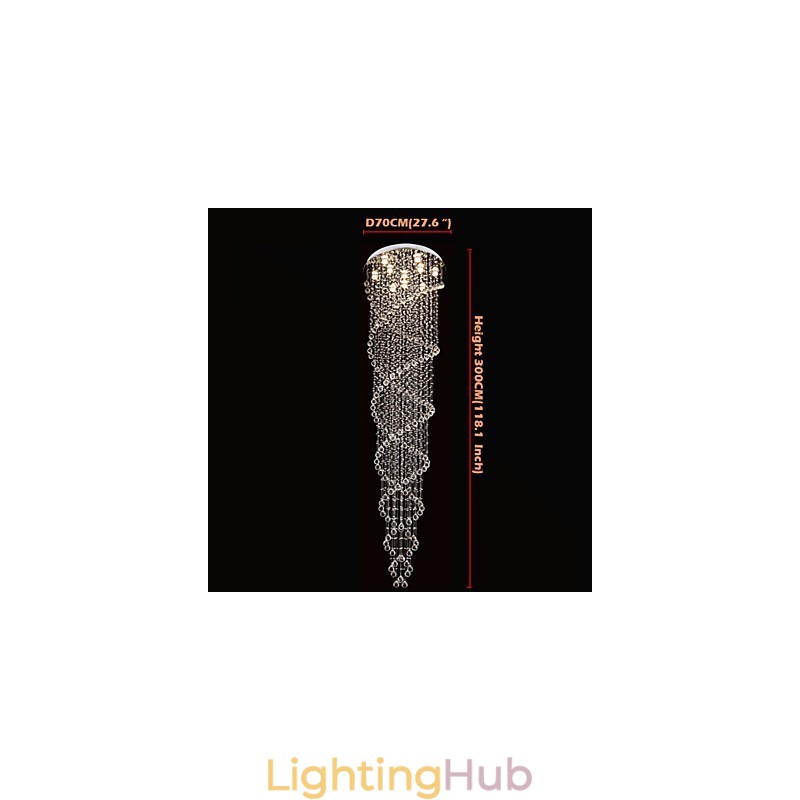 Ceiling Chandelier Lights Pendant Light Lighting Fixtures with K9 Crystal Double Spiral D70CM H300CM