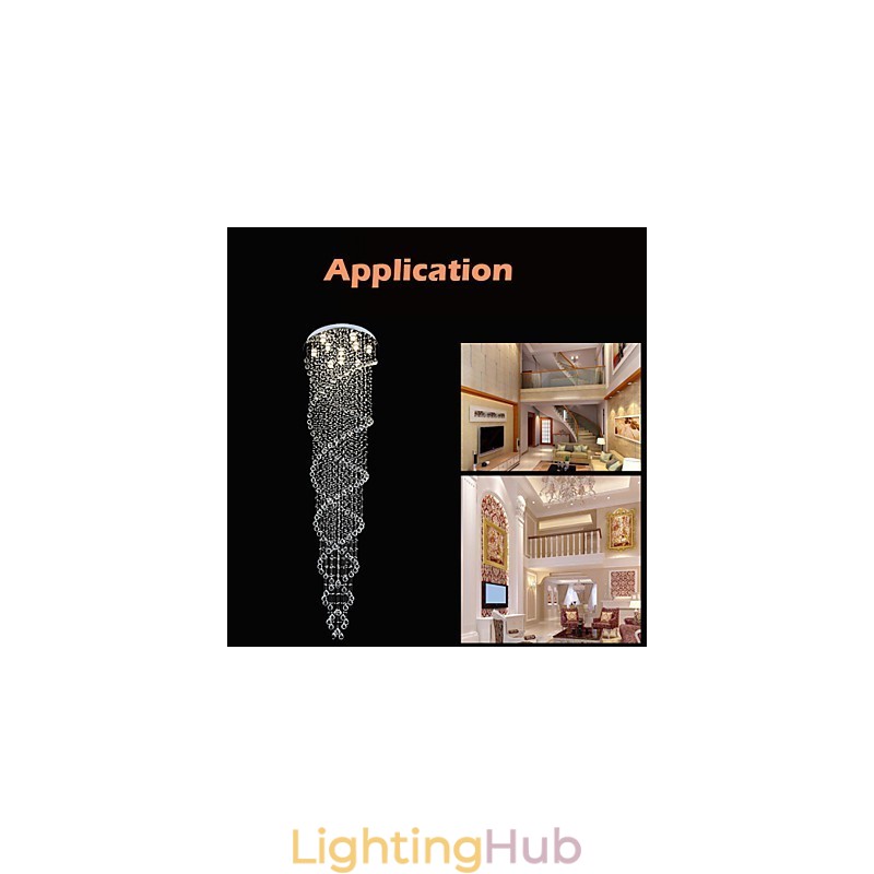 Ceiling Chandelier Lights Pendant Light Lighting Fixtures with K9 Crystal Double Spiral D70CM H300CM