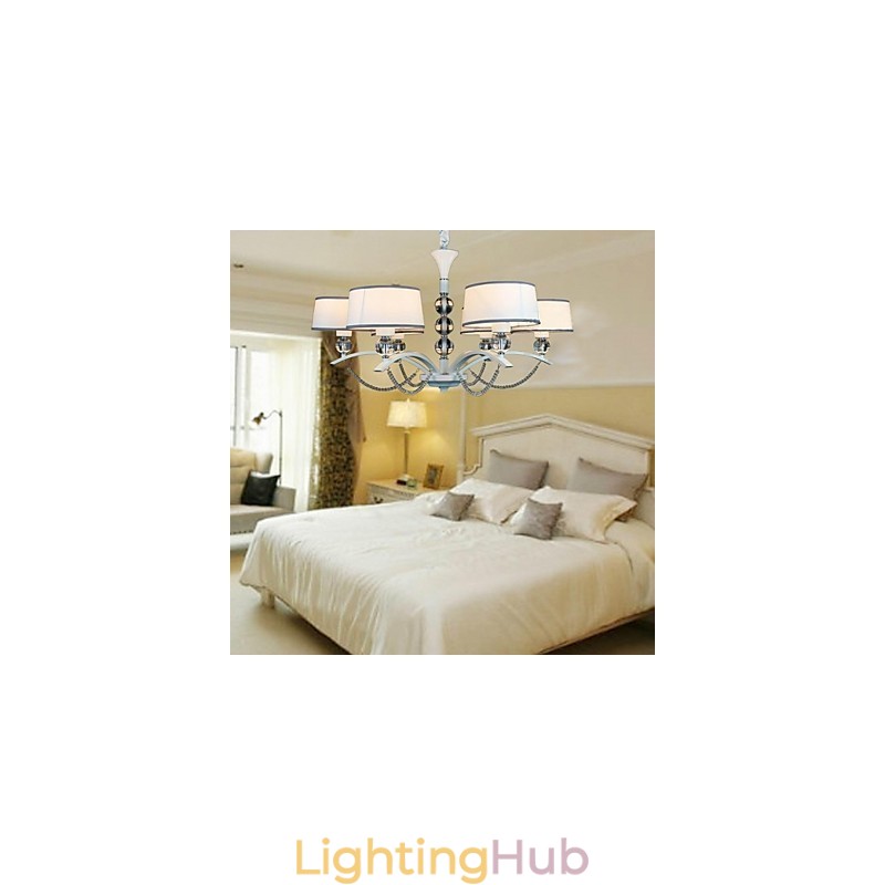 Modern Contemporary Crystal Chrome Fabric Chandelier