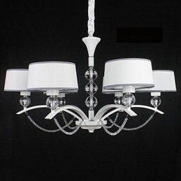 Modern Contemporary Crystal Chrome Fabric Chandelier