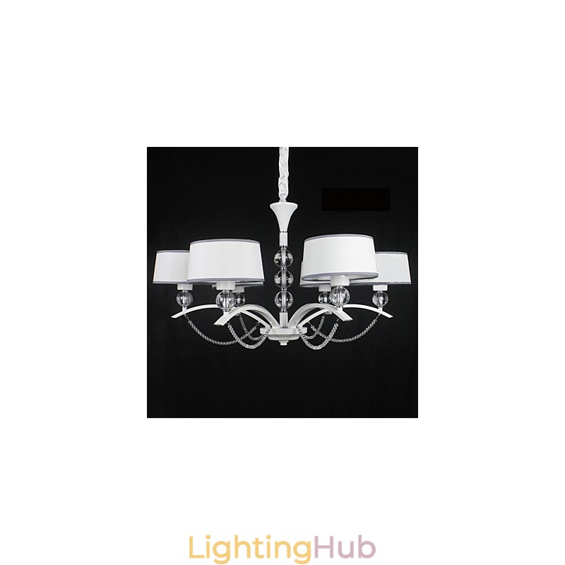 Modern Contemporary Crystal Chrome Fabric Chandelier