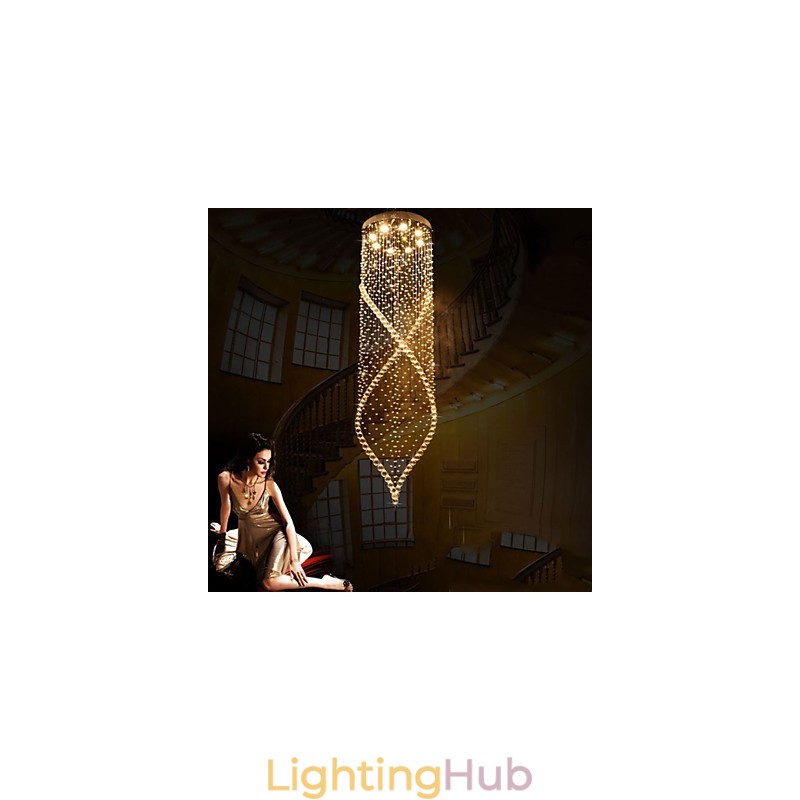 Crystal Chandelier Pendant Lighting Hanging Ceiling Lamps Fixtures with Clear K9 Crystal and Silver Canopy