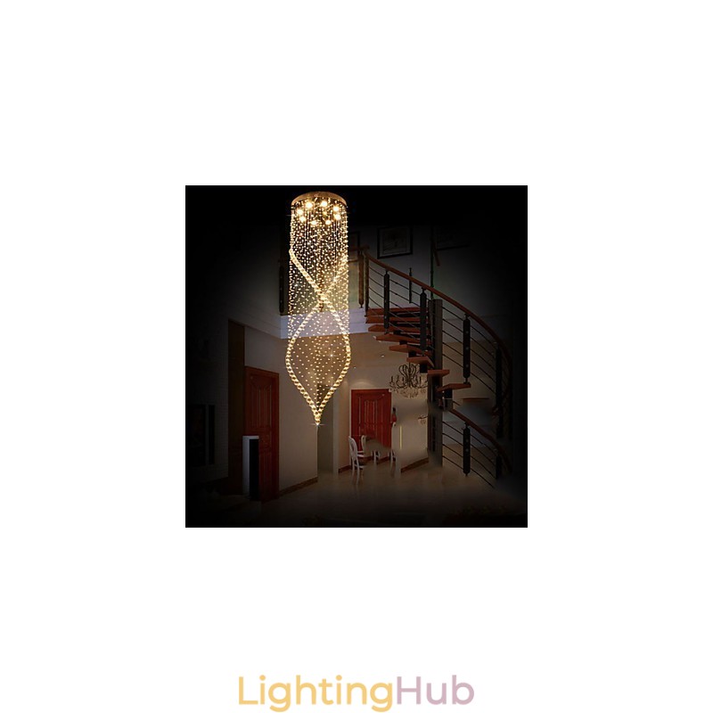 Crystal Chandelier Pendant Lighting Hanging Ceiling Lamps Fixtures with Clear K9 Crystal and Silver Canopy