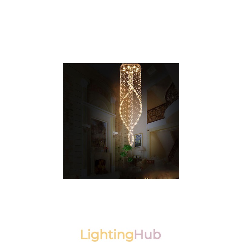 Crystal Chandelier Pendant Lighting Hanging Ceiling Lamps Fixtures with Clear K9 Crystal and Silver Canopy