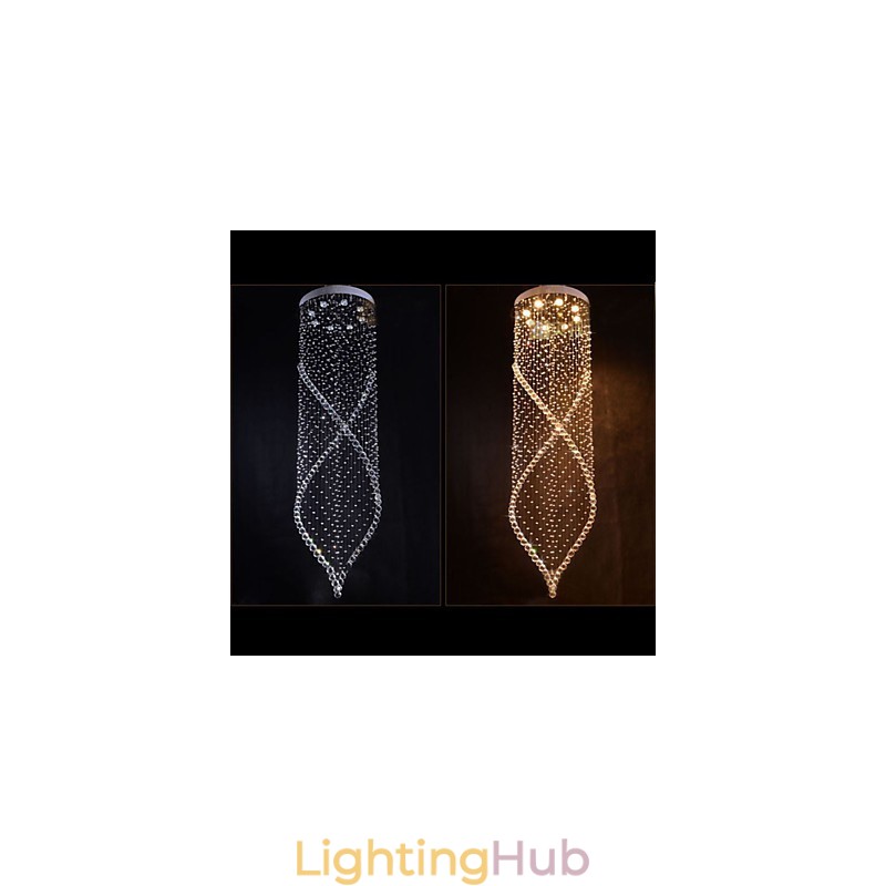 Crystal Chandelier Pendant Lighting Hanging Ceiling Lamps Fixtures with Clear K9 Crystal and Silver Canopy