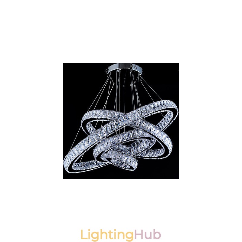 Crystal Pendant Light Ceiling Lamp Chandelier Lighting Fixtures with 4 Rings