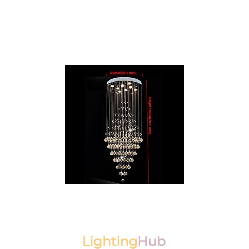 Modern Crystal Chandelier Lighting Pendant Light Ceiling Lamp Fixtures with 8 Bulbs H180CM