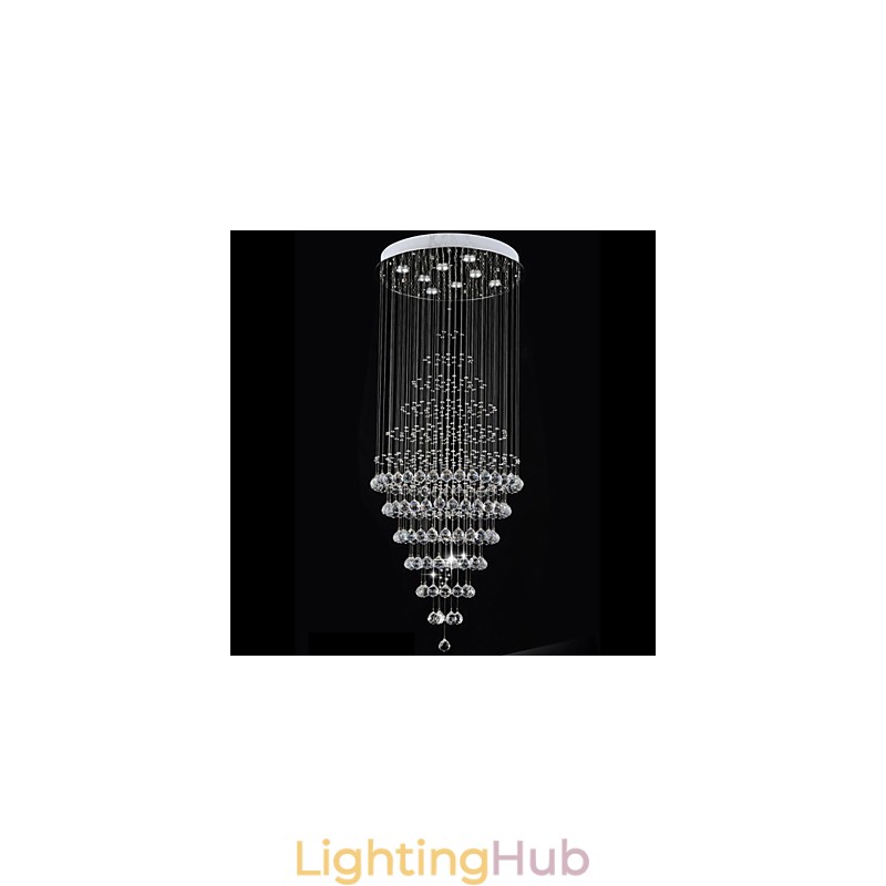 Modern Crystal Chandelier Lighting Pendant Light Ceiling Lamp Fixtures with 8 Bulbs H180CM