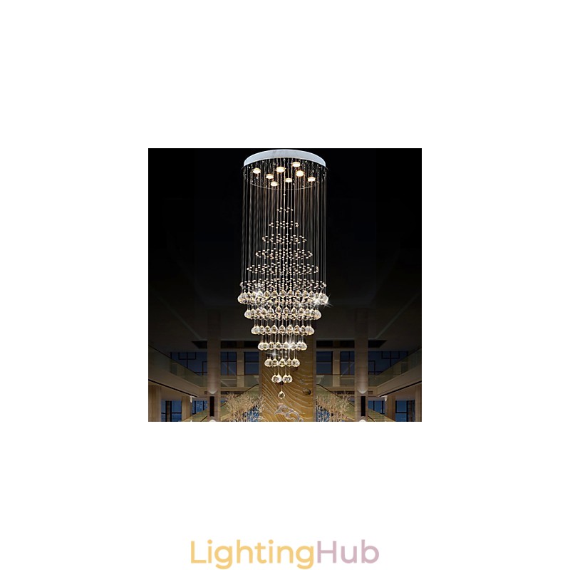 Modern Crystal Chandelier Lighting Pendant Light Ceiling Lamp Fixtures with 8 Bulbs H180CM