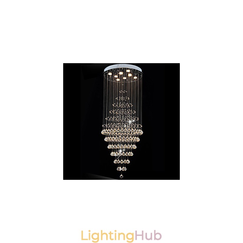 Modern Crystal Chandelier Lighting Pendant Light Ceiling Lamp Fixtures with 8 Bulbs H180CM