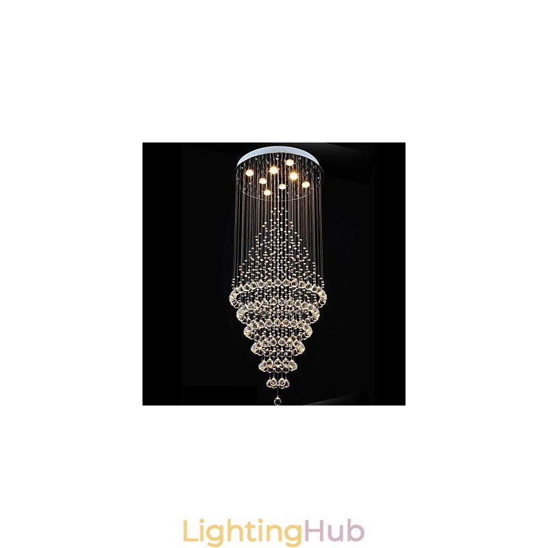Modern Crystal Chandelier Lighting Pendant Light Ceiling Lamp Fixtures with 8 Bulbs H180CM