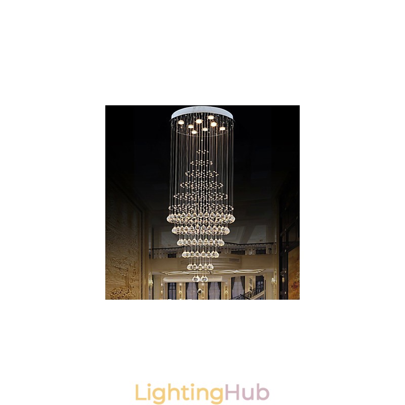 Modern Crystal Chandelier Lighting Pendant Light Ceiling Lamp Fixtures with 8 Bulbs H180CM