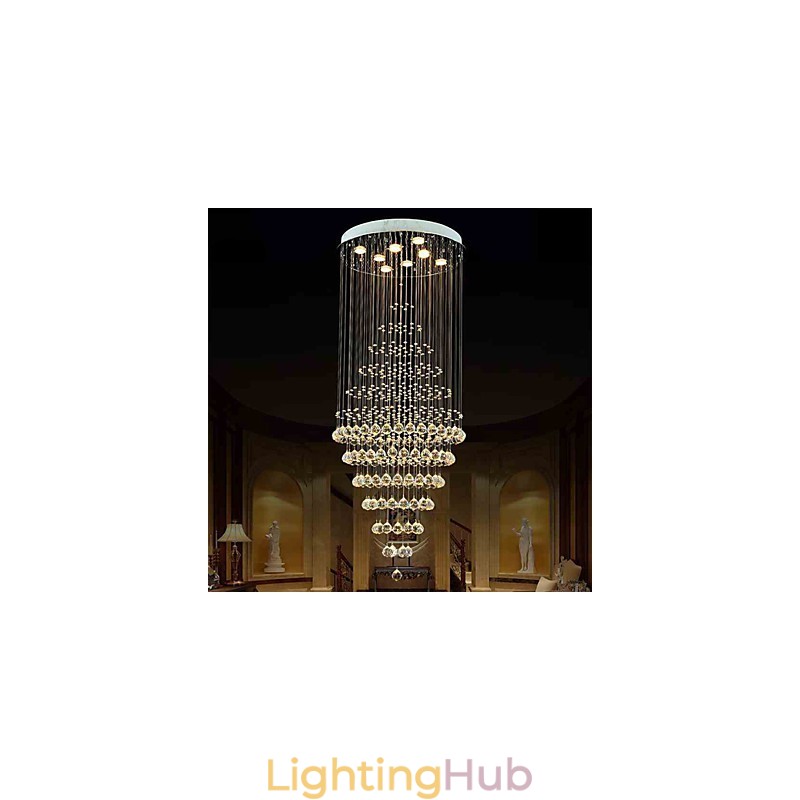 Modern Crystal Chandelier Lighting Pendant Light Ceiling Lamp Fixtures with 8 Bulbs H180CM