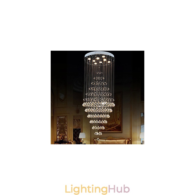 Modern Crystal Chandelier Lighting Pendant Light Ceiling Lamp Fixtures with 8 Bulbs H180CM