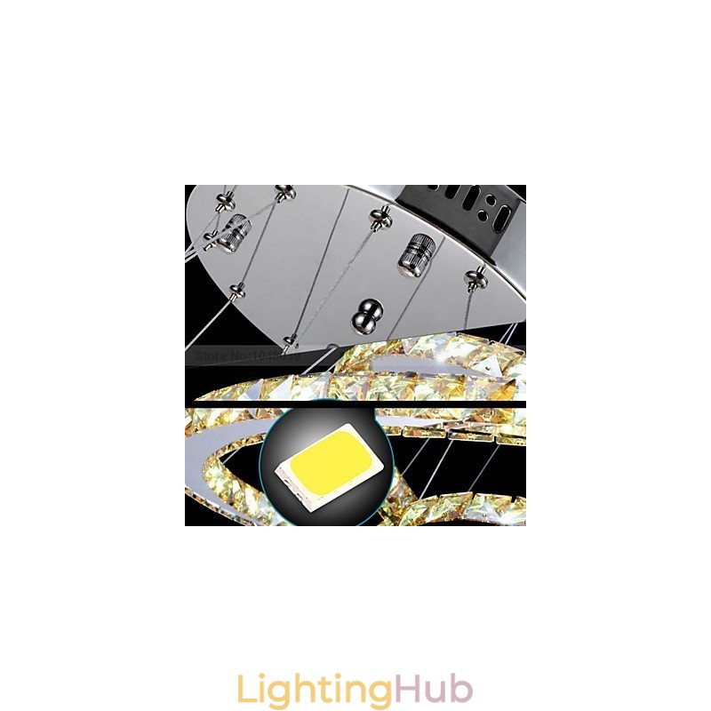 Pendant Lamps Ceiling Light Chandelier Lighting Round 4 Rings Large Ring Amber Crystal and Other Clear Crystal