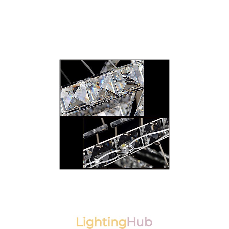 Pendant Lamps Ceiling Light Chandelier Lighting Round 4 Rings Large Ring Amber Crystal and Other Clear Crystal