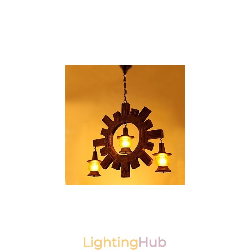 Antique Wood Chandelier American Country Iiving lamp lamp