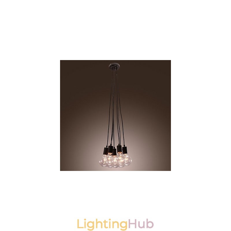 Modern Home 7 Head Edison Bulb Light Loft Glass Ball Pendant Light
