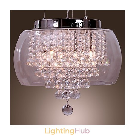 Artistic 6 Light Crystal Pendant Light with Glass Shade Artistic 6 Light Crystal Pendant Light with Glass Shade