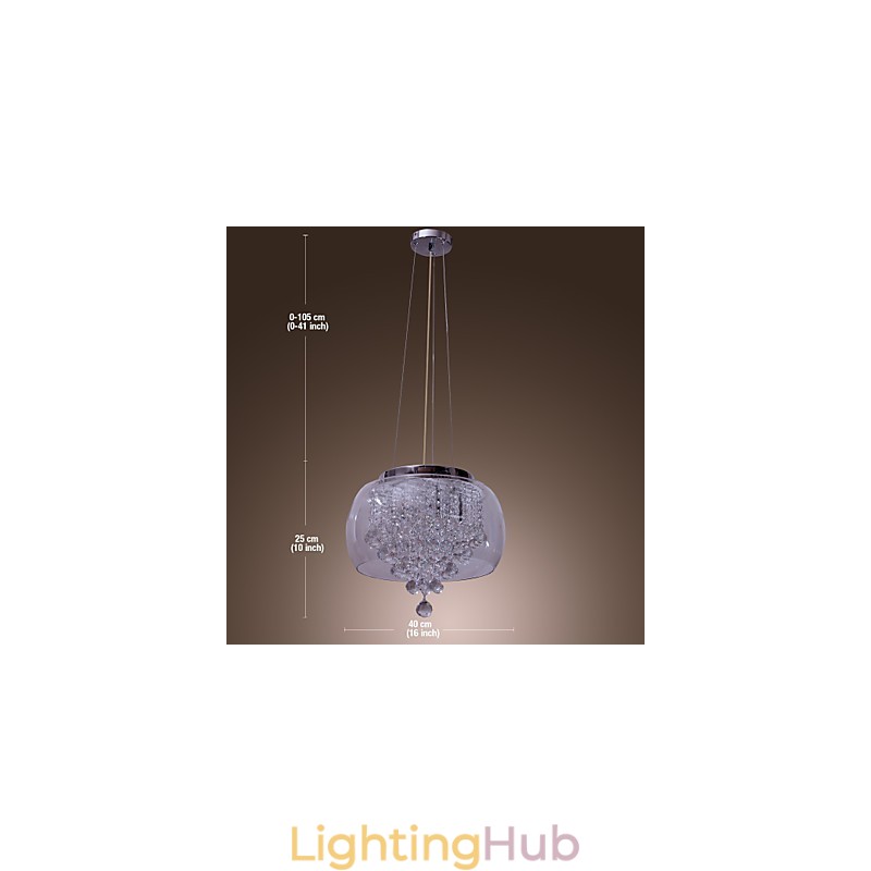 Artistic 6 Light Crystal Pendant Light with Glass Shade
