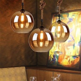 Loft American Rope Retro Lighting Lights Glass Pendant Light
