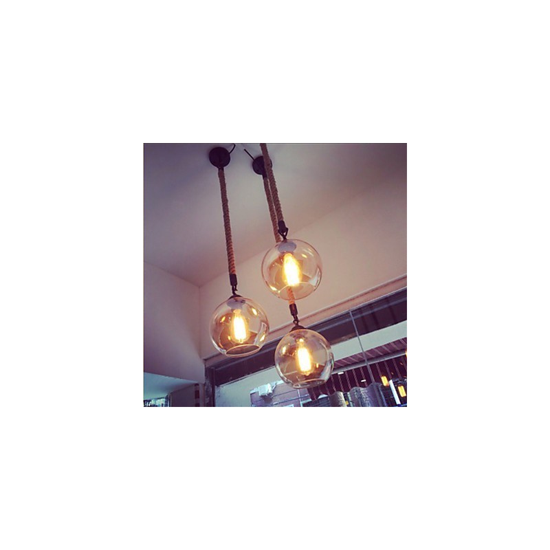Loft American Rope Retro Lighting Lights Glass Pendant Light