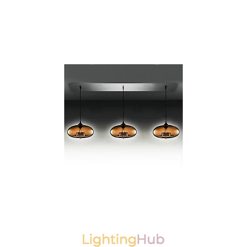 3 Light Modern Glass Pendant Light in Brown Bubble Design