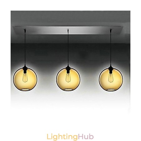 3 Light Modern Glass Pendant Light in Transparent Brown Bubble Design 3 Light Modern Glass Pendant Light in Transparent Brown Bubble Design