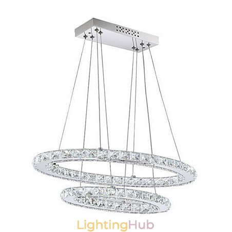 Modern Crystal Pendant Light with Oval Double Ring for Modern Crystal Pendant Light with Oval Double Ring for