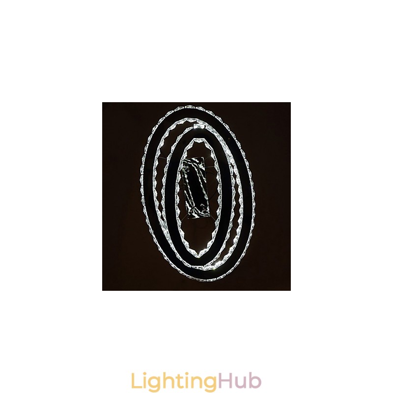 Modern Crystal Pendant Light with Oval Double Ring for
