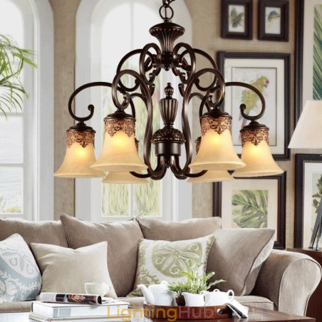 Chandelier Pendant Light 6 Lights Vintage Country Island Metal+Glass Chandelier Pendant Light 6 Lights Vintage Country Island Metal+Glass