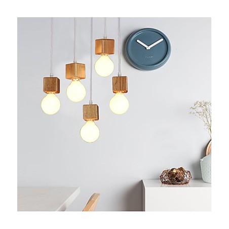 Nordic Solid Wood Square Lamp Holder Sitting Droplight Lamp Light