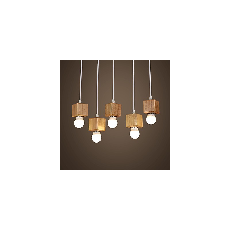 Nordic Solid Wood Square Lamp Holder Sitting Droplight Lamp Light