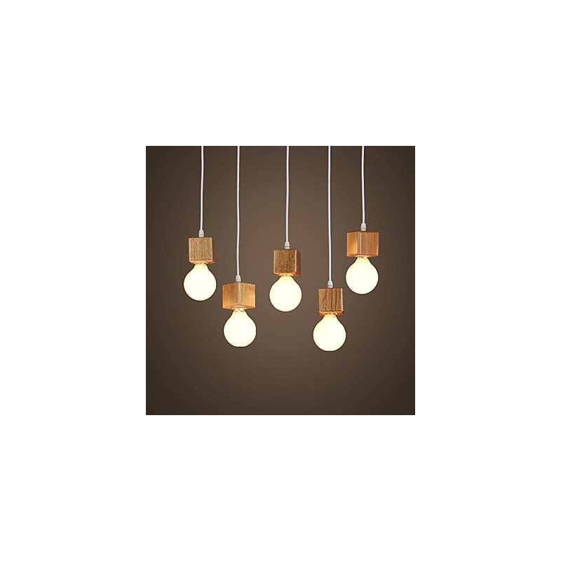 Nordic Solid Wood Square Lamp Holder Sitting Droplight Lamp Light