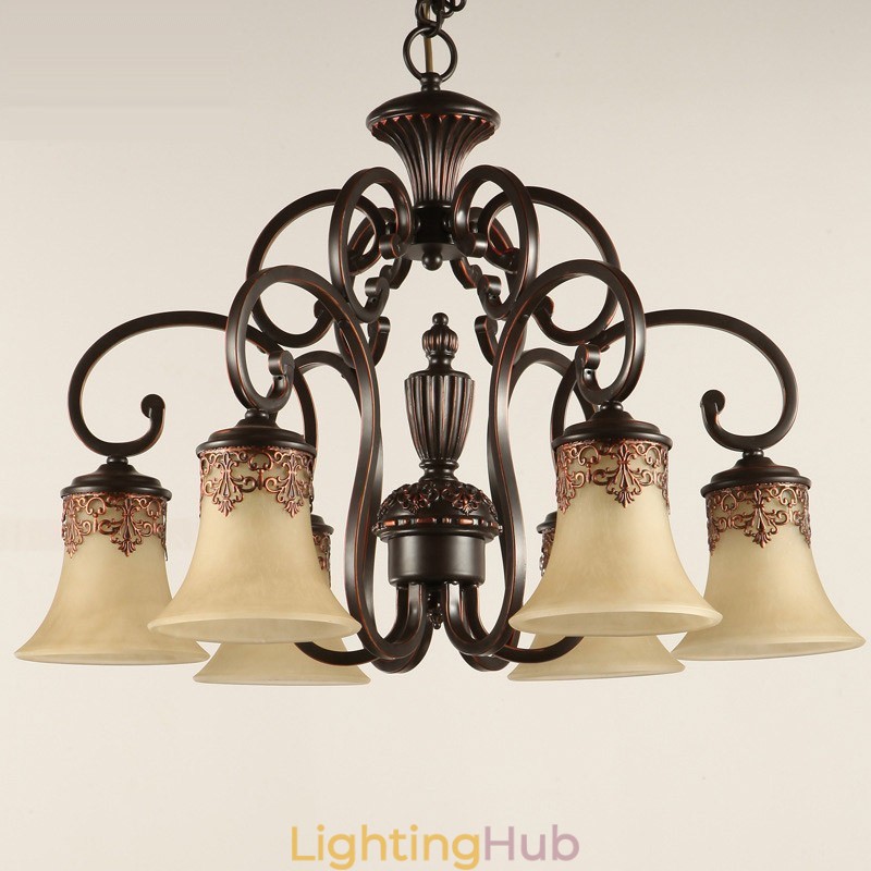 Chandelier Pendant Light 6 Lights Vintage Country Island Metal+Glass