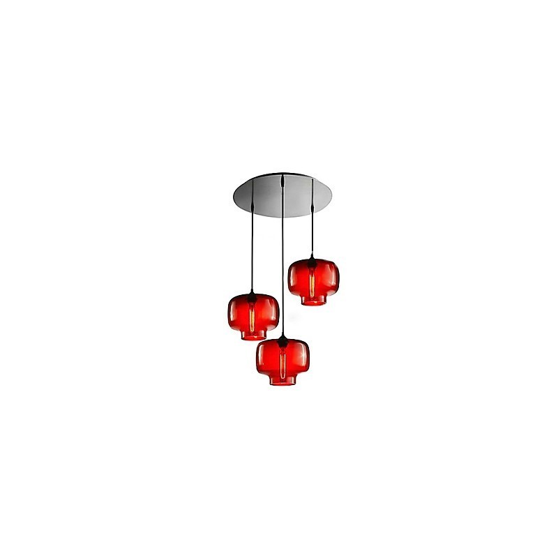 Modern Glass Pendant Light with 3 Lights in Transparent Bottle Design