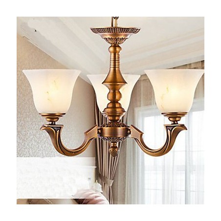 European Style Chandelier Full copper lamp Marble lamps