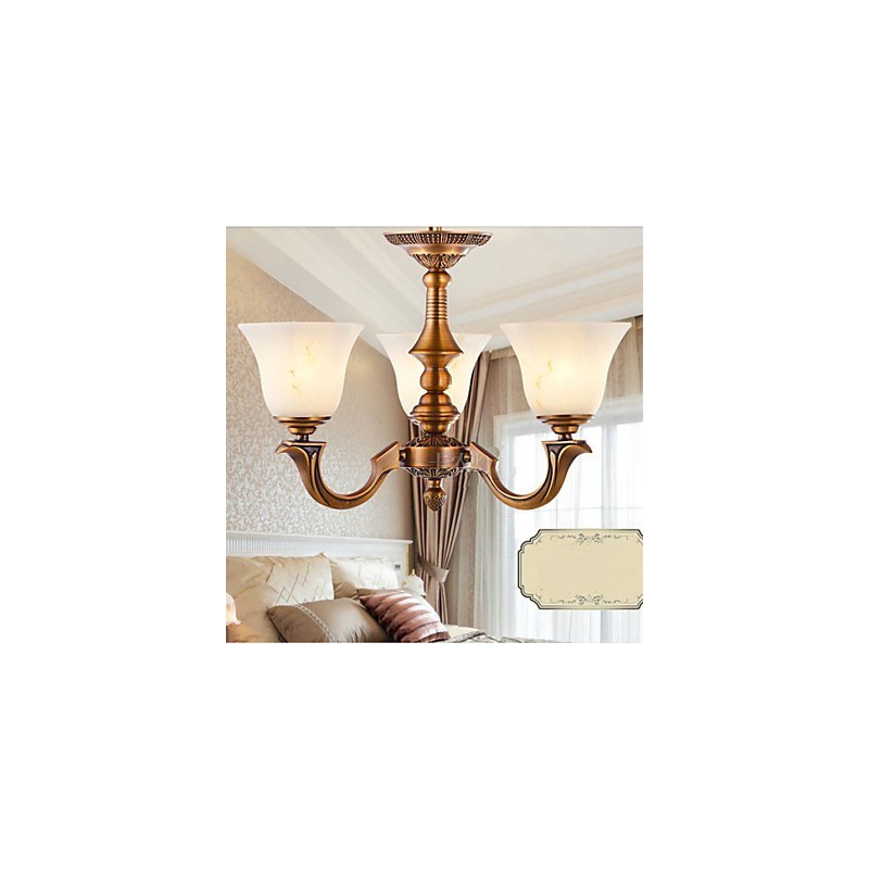 European Style Chandelier Full copper lamp Marble lamps