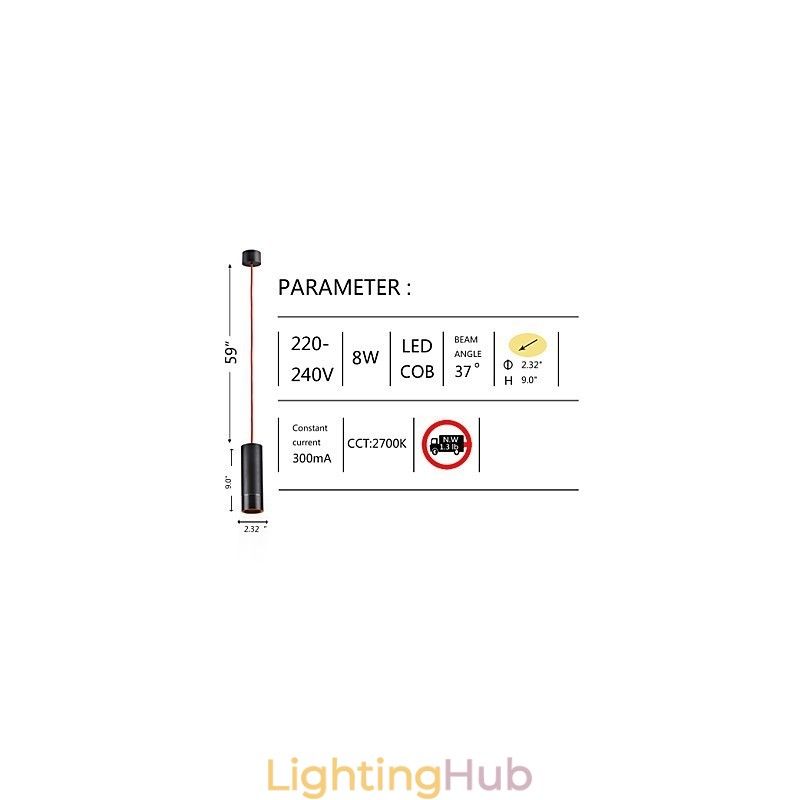 1 Light Mini Pendant light Black Anodized with Aluminium
