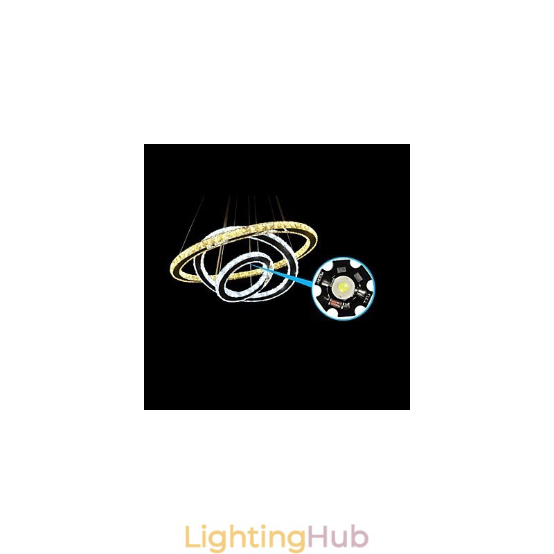 Dimmable Circular Pendant Chandelier Lighting Fixtures with K9 Crystal Warm and Cool White with Remote Control