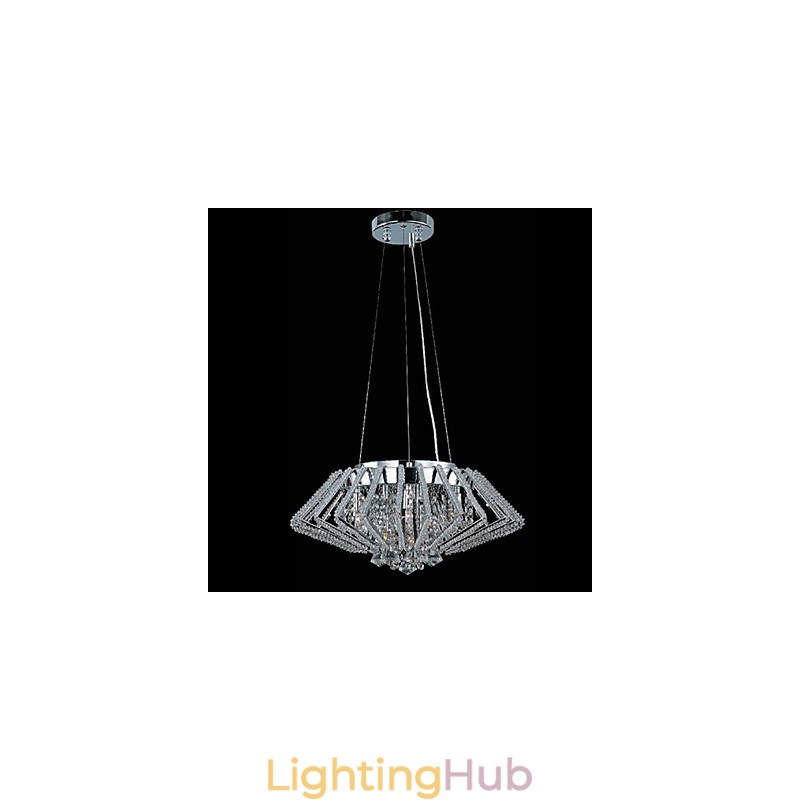 Diamond Shaped Stainless Steel Crystal Pendant Light with 9 Lights