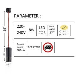 1 Light Mini Pendant light Black Anodized with Aluminium