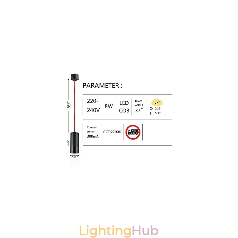 1 Light Mini Pendant light Black Anodized with Aluminium