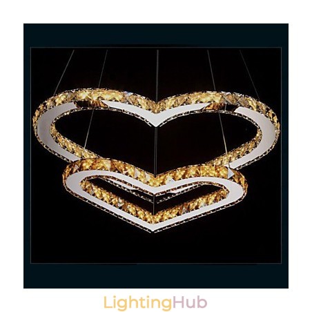 Pendant Lighting Chandelier Light Transparent OR Amber K9 Crystal Double Heart shaped Ceiling Lamps Lights Pendant Lighting Chandelier Light Transparent OR Amber K9 Crystal Double Heart shaped Ceiling Lamps Lights