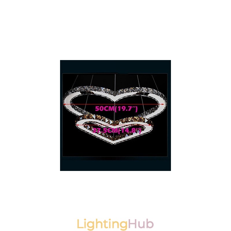 Pendant Lighting Chandelier Light Transparent OR Amber K9 Crystal Double Heart shaped Ceiling Lamps Lights