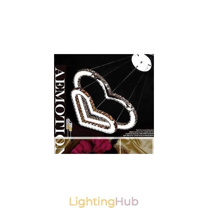 Pendant Lighting Chandelier Light Transparent OR Amber K9 Crystal Double Heart shaped Ceiling Lamps Lights