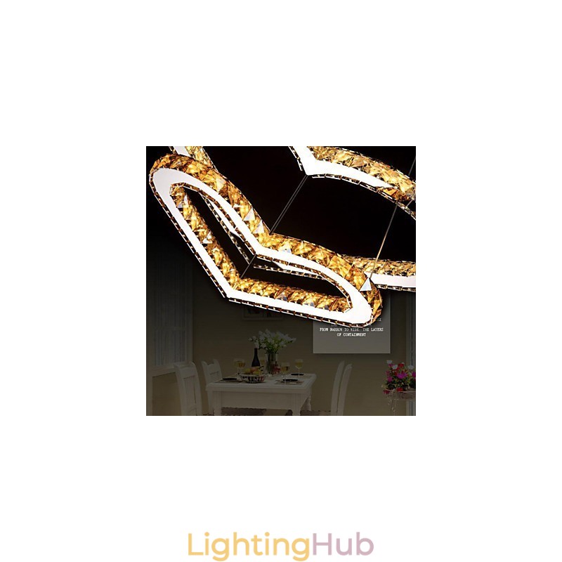 Pendant Lighting Chandelier Light Transparent OR Amber K9 Crystal Double Heart shaped Ceiling Lamps Lights